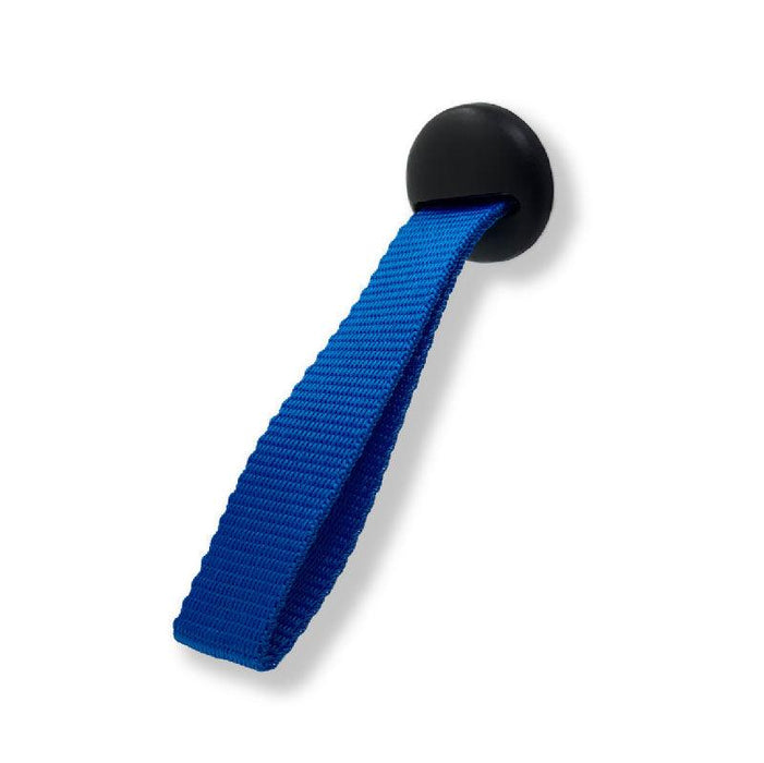 Blaue Türschlaufe mit Abdeckung in Schwarz